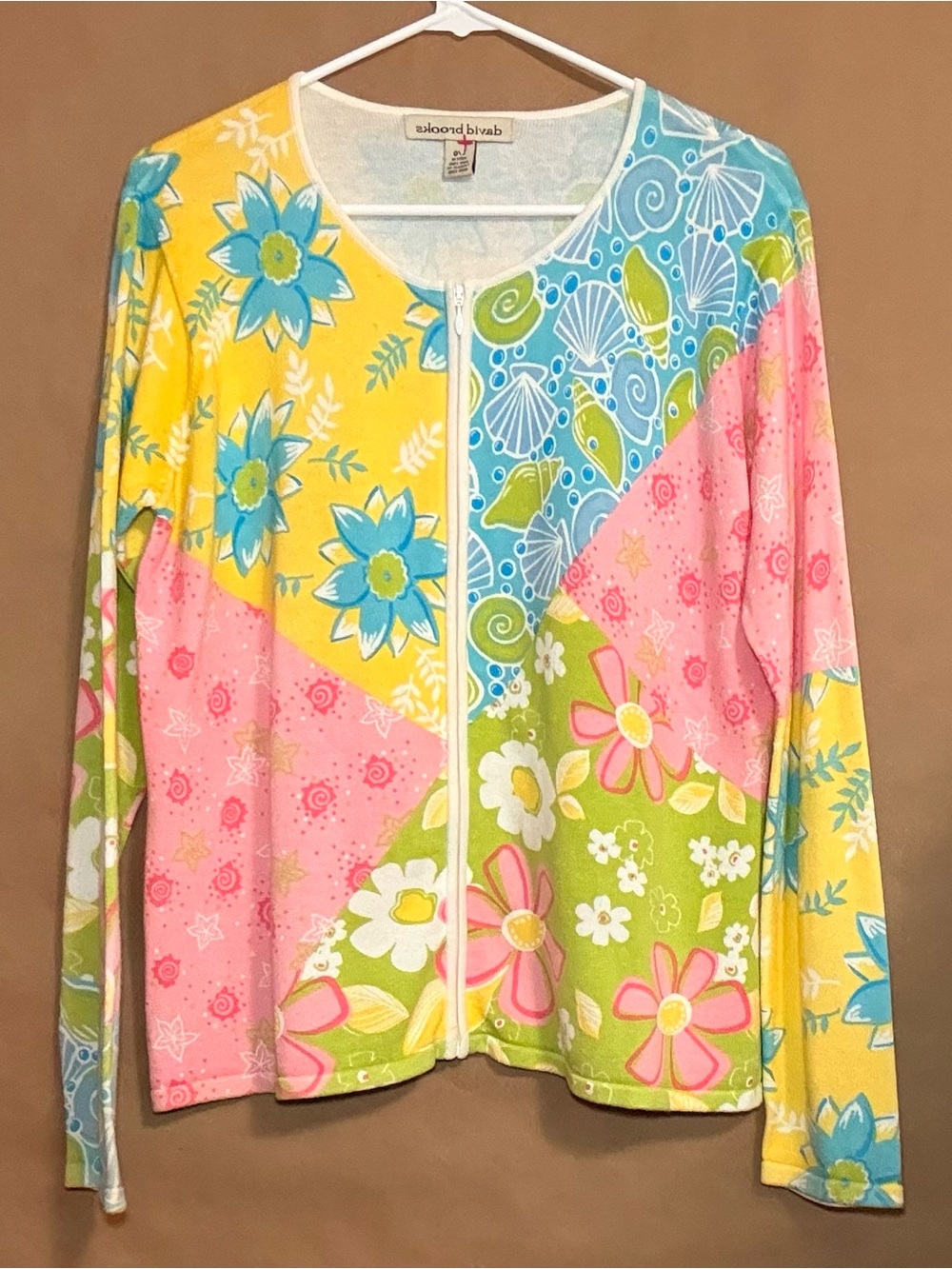 David Brooks Womens Medium Patchwork Full Zip